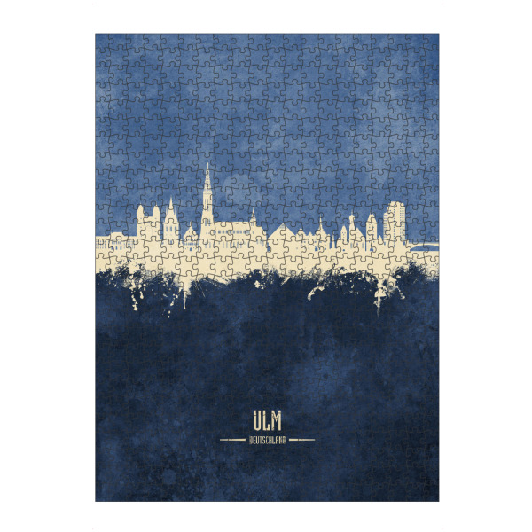 artboxONE Puzzle "Ulm Germany Skyline Navy" artboxONE - Städte - Ulm,Deutschland,Skyline,Cityscape,Stadtbild,Watercolor,City,Stadt,Germany