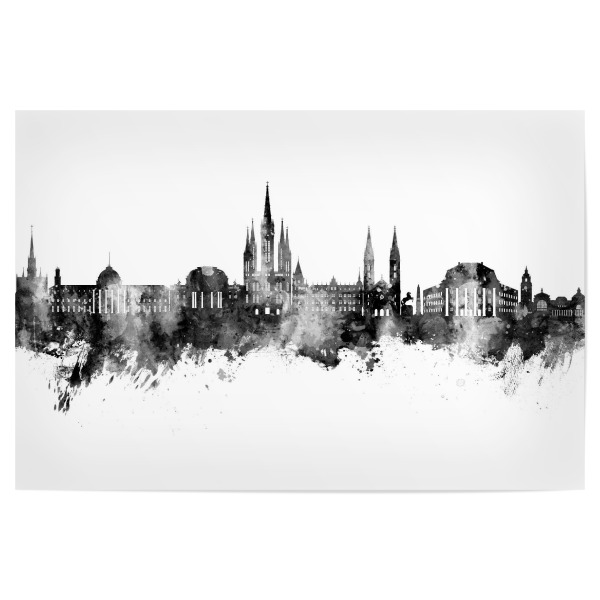 Poster "Wiesbaden Germany Skyline Black" artboxONE - Städte,Schwarzweiß