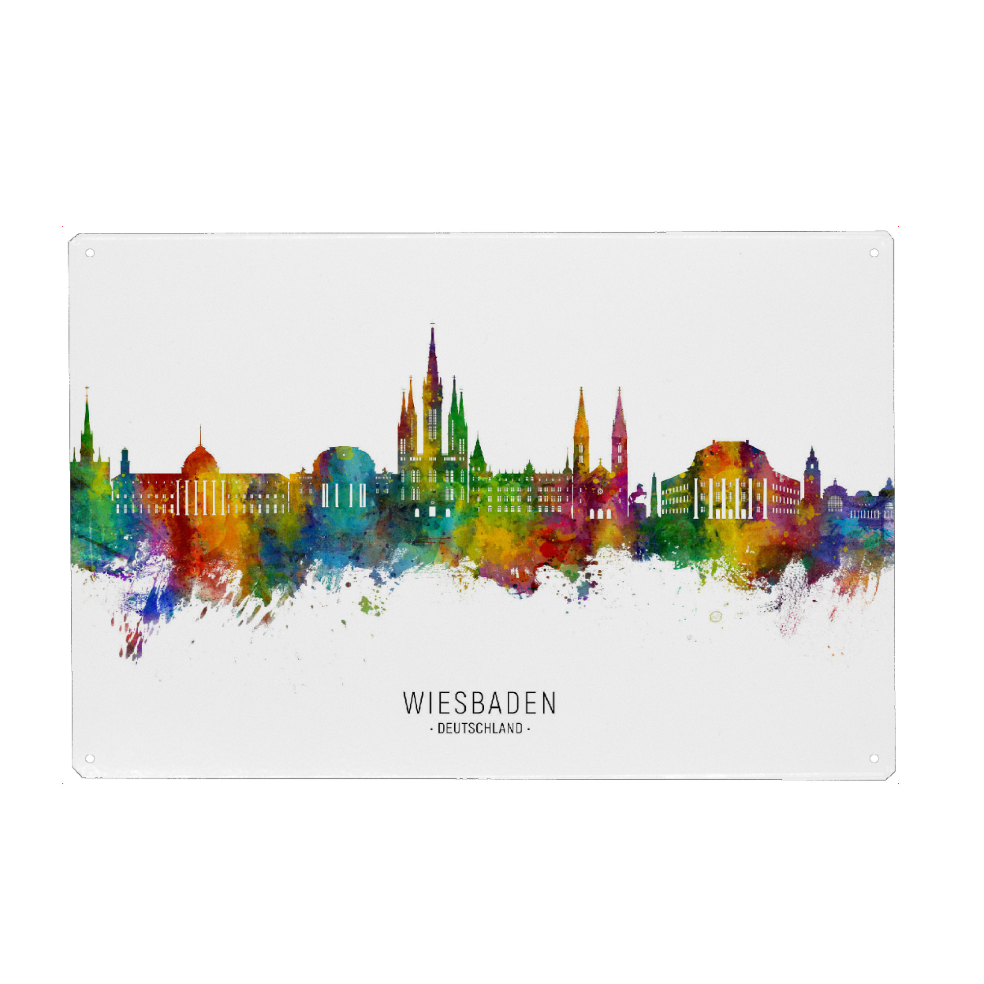 Holzbild "Wiesbaden Germany Skyline txt" artboxONE - Städte