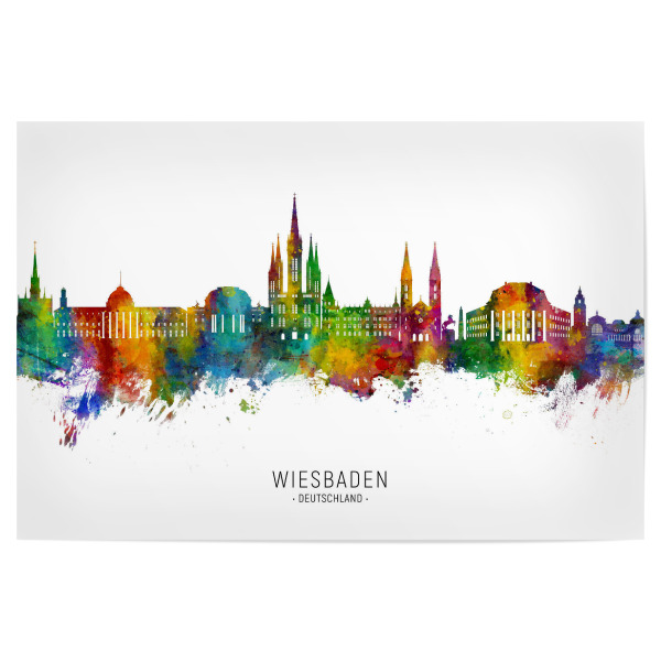 Poster "Wiesbaden Germany Skyline txt" artboxONE - Städte