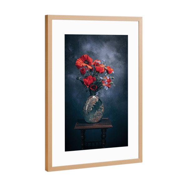 Poster mit Rahmen Kupfer "Mohn in der Vase" artboxONE - Floral
