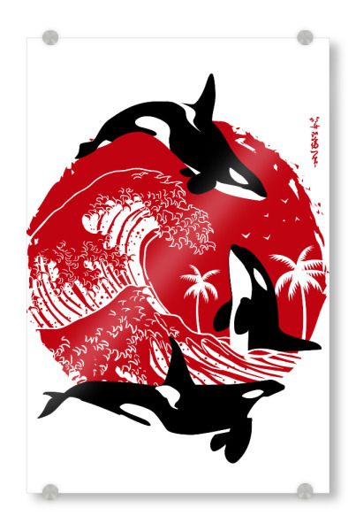 Acrylglasbild "Orcas in the great Wave" artboxONE - Natur,Tiere