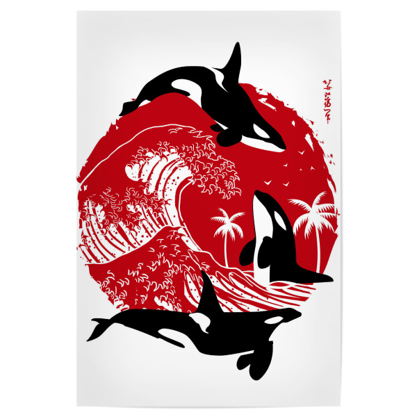 Poster "Orcas in the great Wave" artboxONE - Natur,Tiere
