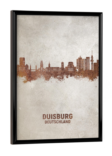 Poster mit schwarzem Rahmen "Duisburg Germany Skyline Rust" artboxONE - Städte
