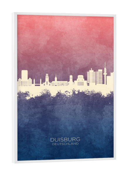 Poster mit weißem Rahmen "Duisburg Germany Skyline BlueRose" artboxONE - Städte