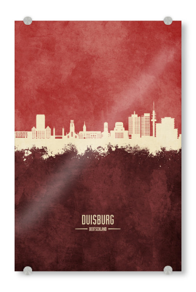 Acrylglasbild "Duisburg Germany Skyline Dark Red" artboxONE - Städte
