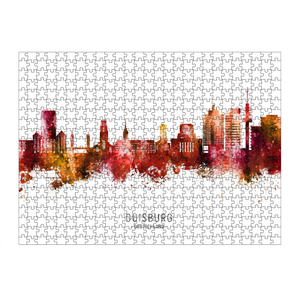Puzzle Ravensburger "Duisburg Germany Skyline Red Name" artboxONE - Städte