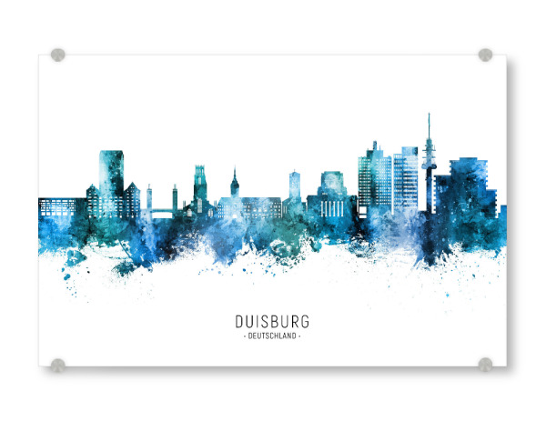 Acrylglasbild "Duisburg Skyline Blue Name" artboxONE - Städte