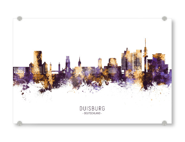 Acrylglasbild "Duisburg Skyline PurpleGold" artboxONE - Städte