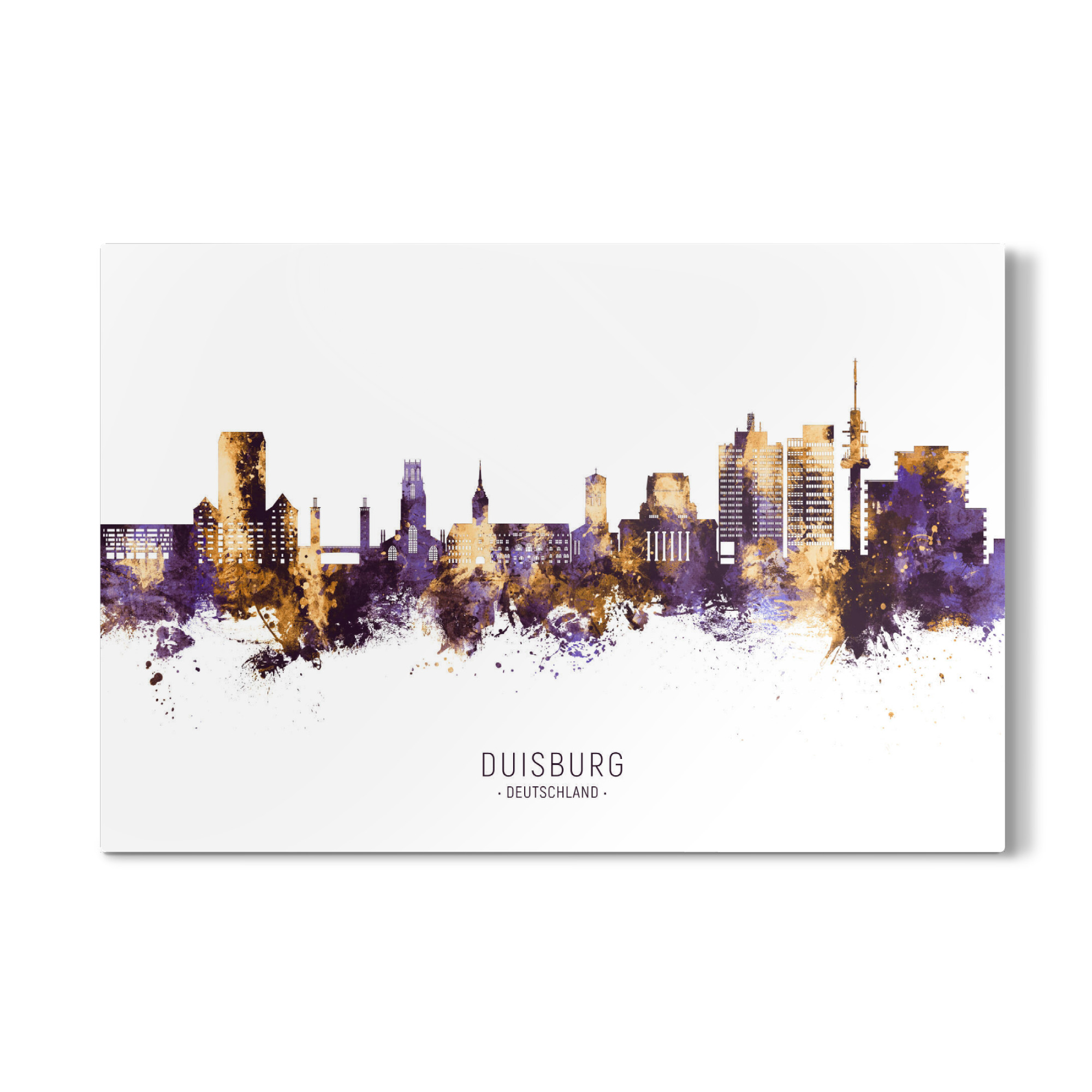 Galerie-Print "Duisburg Skyline PurpleGold" 75x50 cm artboxONE