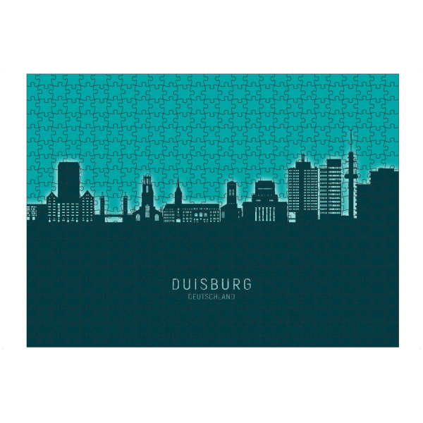 Puzzle Ravensburger "Duisburg Skyline Glow Teal" artboxONE - Städte