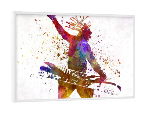 Poster mit weißem Rahmen "Young snowboarder-c" artboxONE - Sport