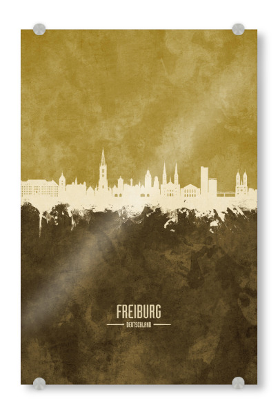 Acrylglasbild "Freiburg Germany Skyline Brown" artboxONE - Städte