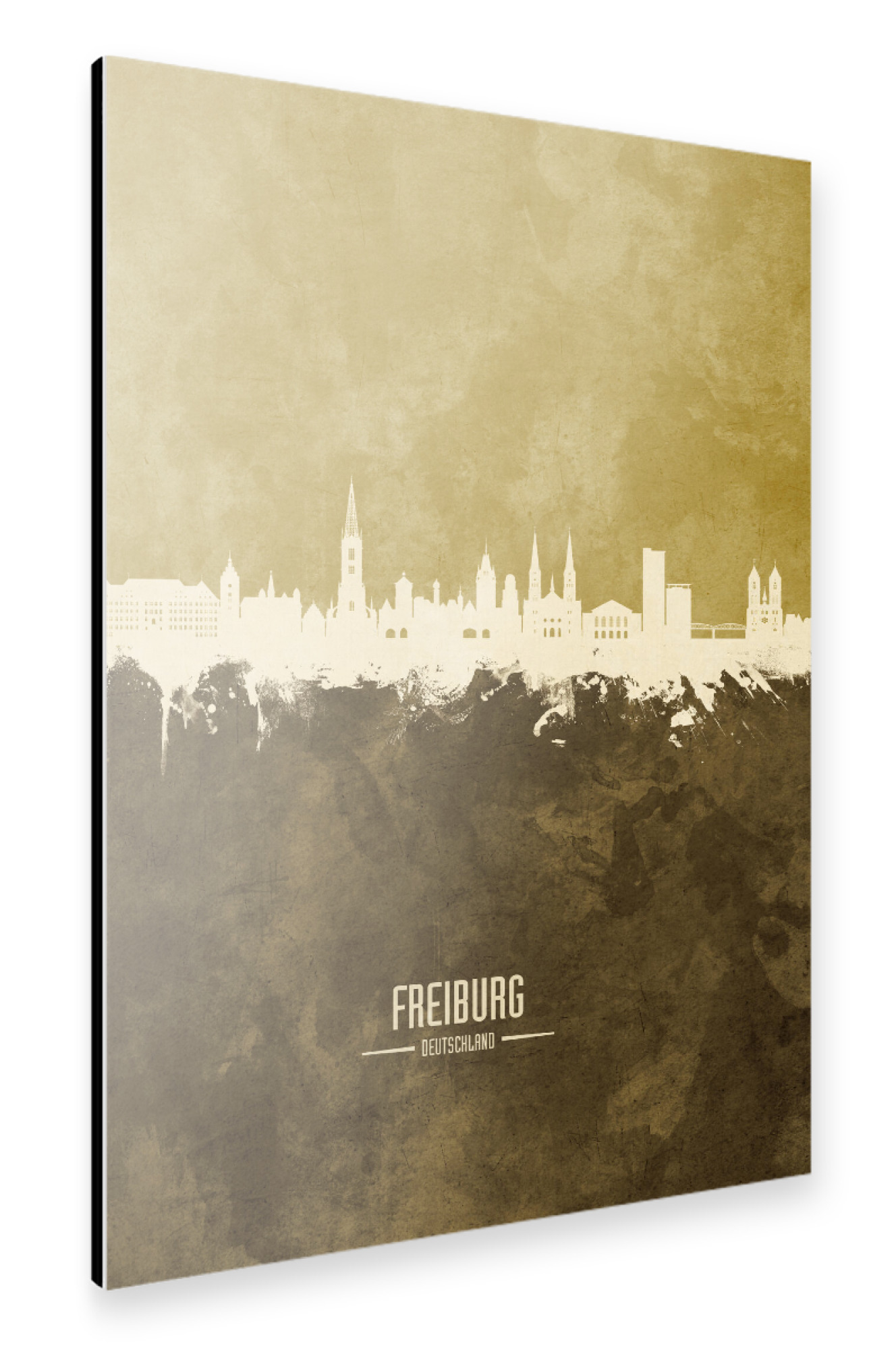 Alu-Dibond "Freiburg Germany Skyline Brown" 75x50 cm artboxONE