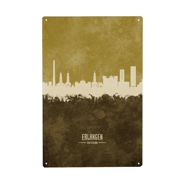 Metall Poster "Erlangen Germany Skyline Brown" artboxONE - Städte