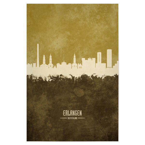 Poster 30x20 cm "Erlangen Germany Skyline Brown" artboxONE - Städte
