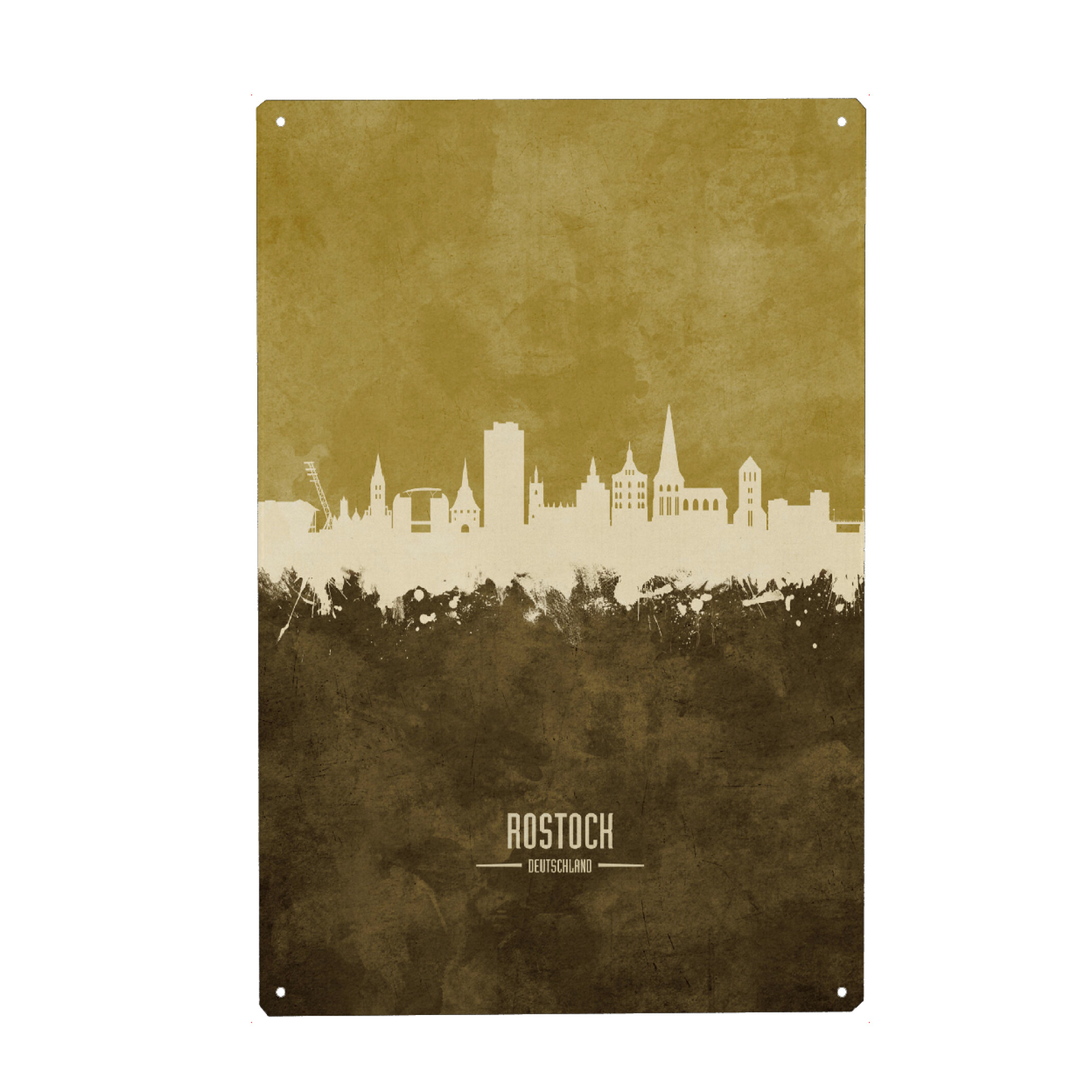 Metall Poster "Rostock Germany Skyline Brown" artboxONE - Städte