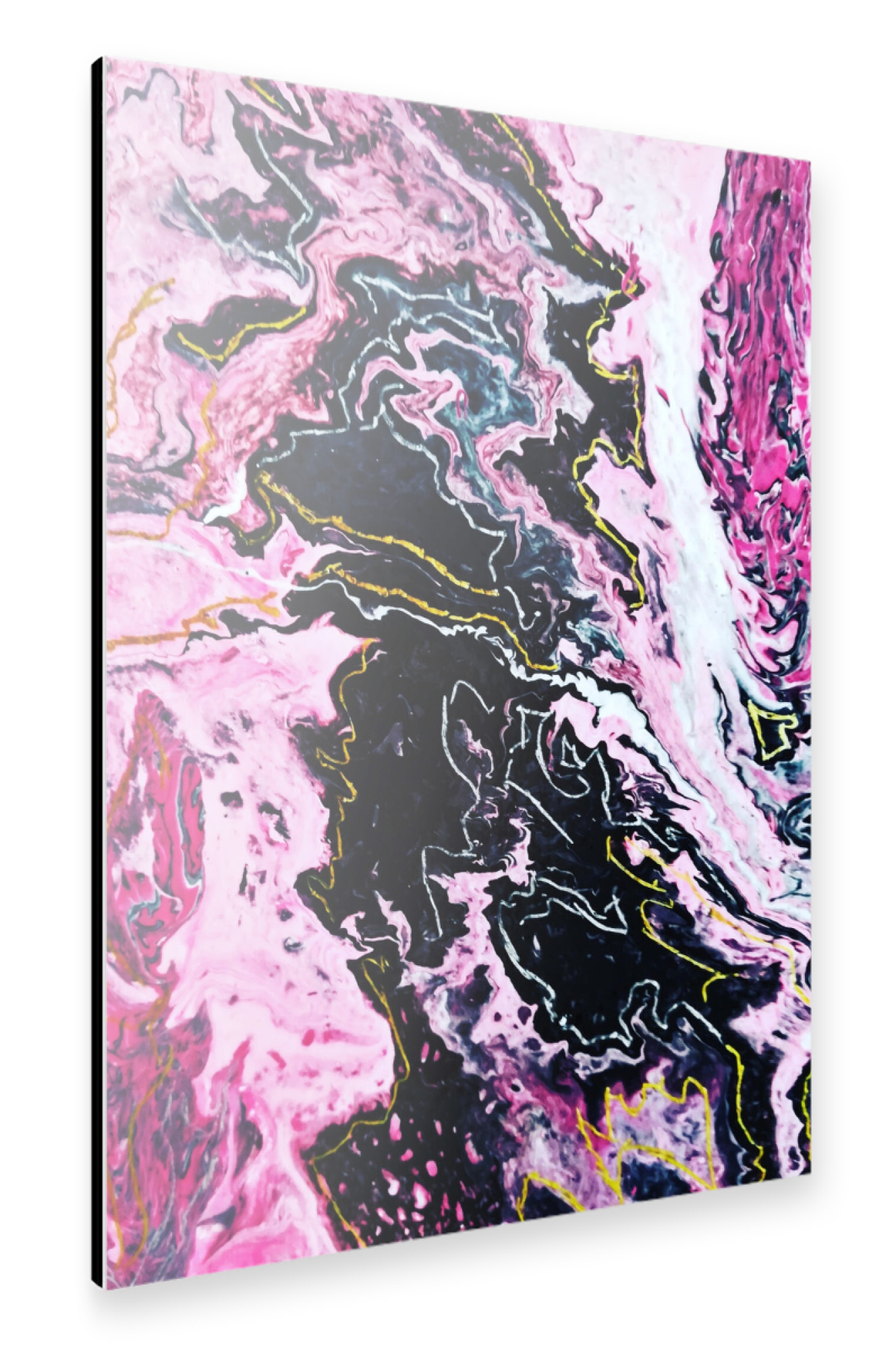 Alu-Dibond "Fluidmalerei Pink Schwarz Gold" 75x50 cm artboxONE