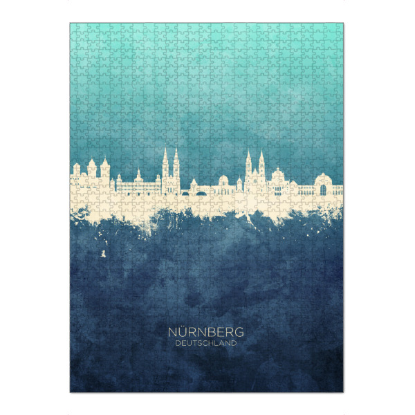 Puzzle Ravensburger "Nürnberg Germany Skyline NavyCyan" artboxONE - Städte