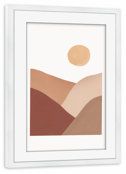 Poster mit Rahmen weiß "Desert Sun" artboxONE - Abstrakt,Geometrie
