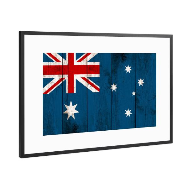 Poster mit Rahmen Schwarz (Metallic) "Australian Wooden Flag" artboxONE - Reise / Länder,Städte / Sydney