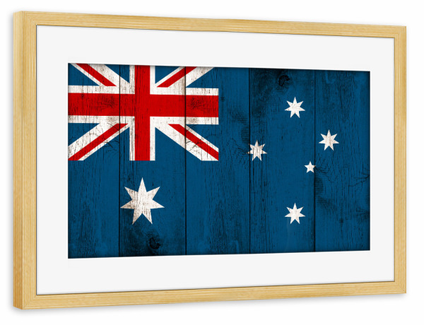 Poster mit Rahmen kiefer "Australian Wooden Flag" artboxONE - Reise / Länder,Städte / Sydney