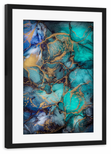 Poster mit Rahmen schwarz "Saphir" artboxONE - Abstrakt