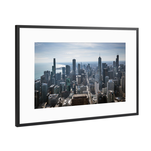 Poster mit Rahmen Schwarz (Metallic) "Chicago panorama" artboxONE - Architektur,Städte / Chicago,Reise / Länder