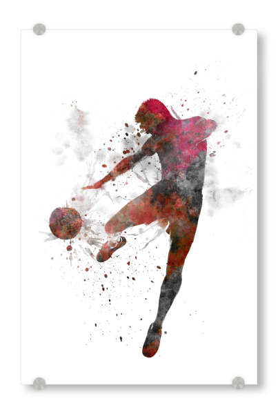 Acrylglasbild "Soccer player in watercolor-f" artboxONE - Sport / Fußball