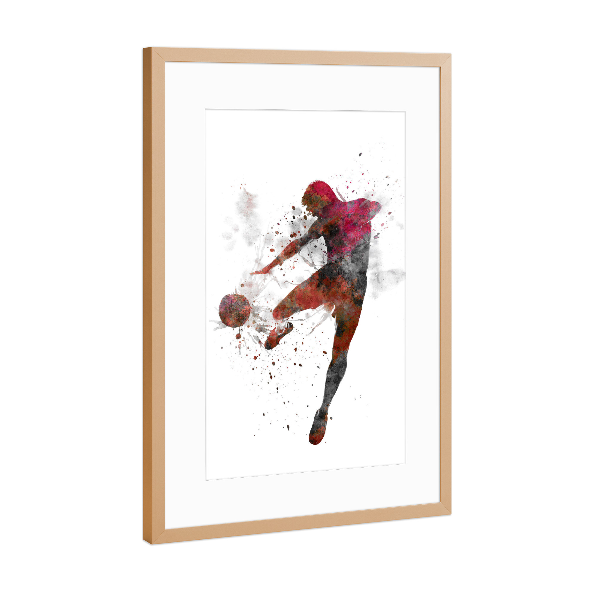 Poster mit Rahmen Kupfer "Soccer player in watercolor-f" artboxONE - Sport / Fußball