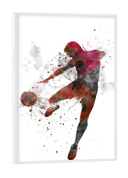Poster mit weißem Rahmen "Soccer player in watercolor-f" artboxONE - Sport / Fußball