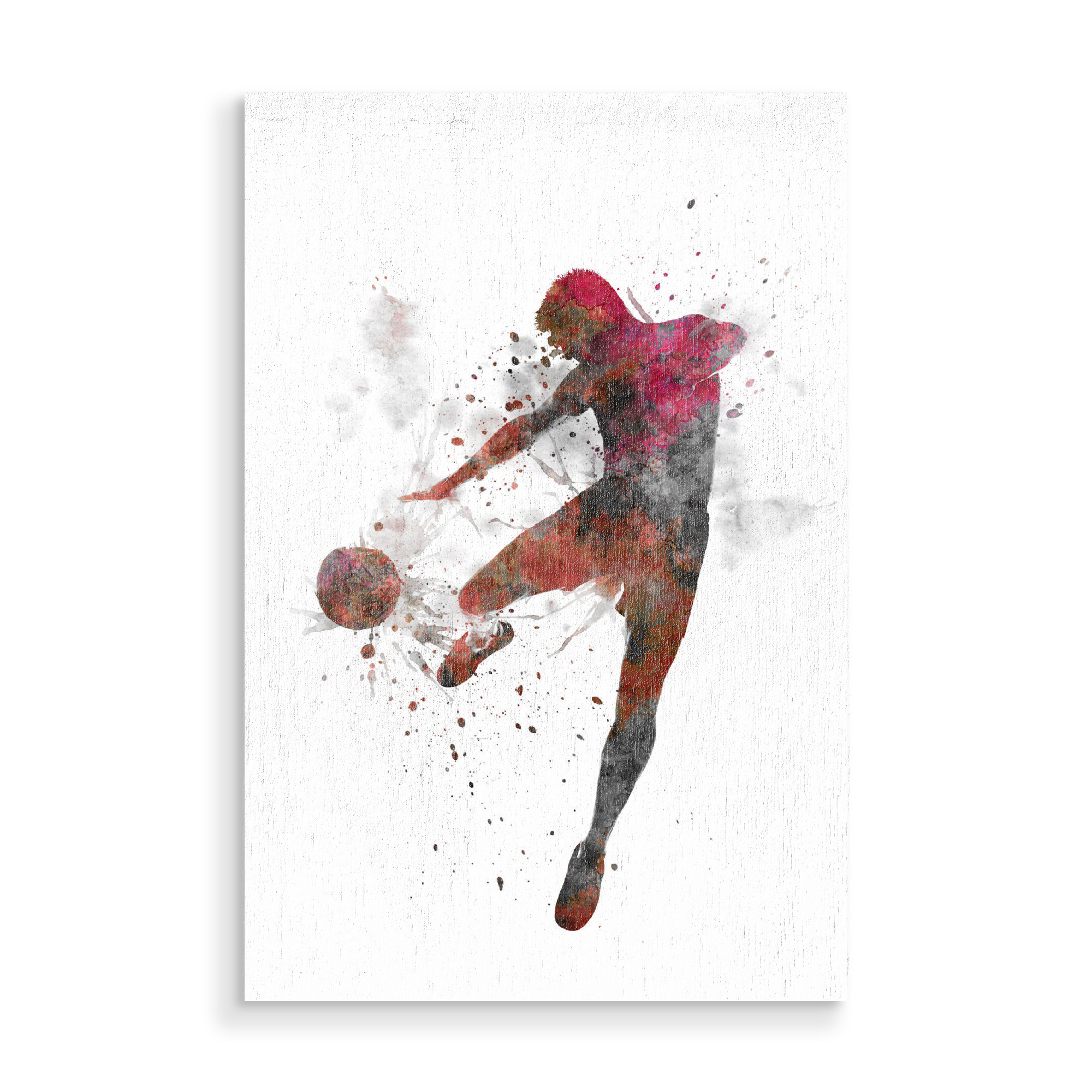 Holzbild "Soccer player in watercolor-f" artboxONE - Sport / Fußball - Sport,Sports,Color,Illustration,Watercolor,Stadium,Soccer,Footballer,Young,Goal