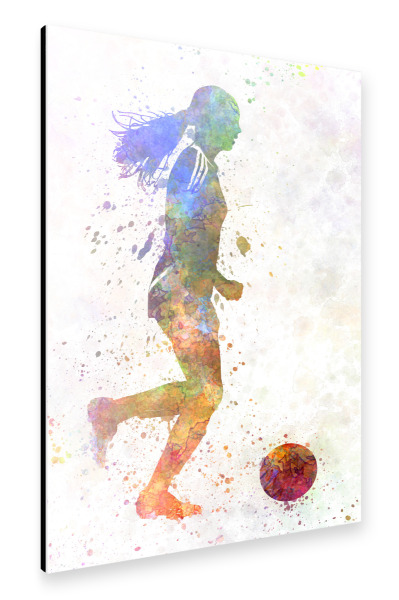 Alu-Dibond "Soccer player in watercolor-d" 30x20 cm artboxONE
