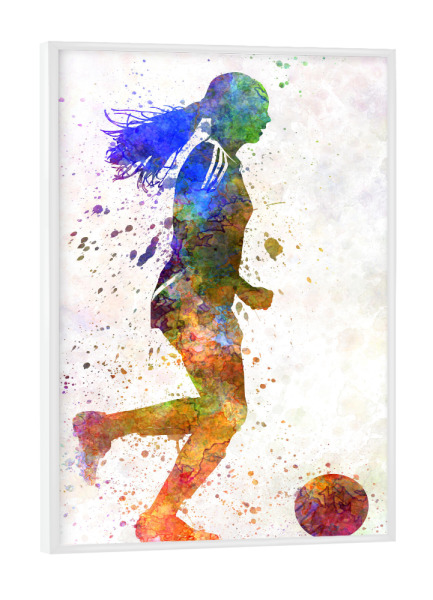 Poster mit weißem Rahmen "Soccer player in watercolor-d" artboxONE - Sport / Fußball