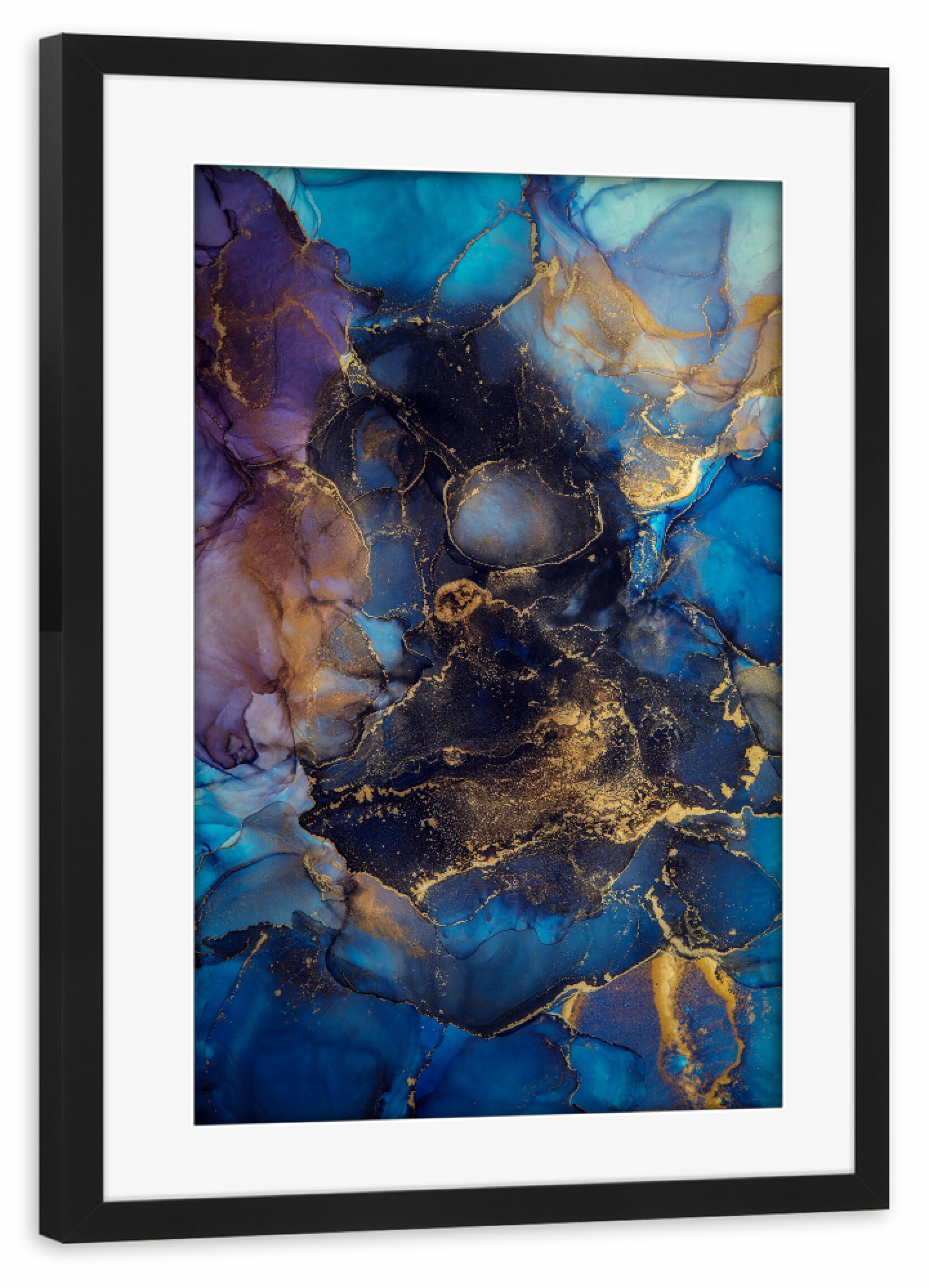 Poster mit Rahmen schwarz "Blauer Mamor" artboxONE - Abstrakt