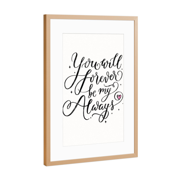 Poster mit Rahmen Kupfer "Unendliche Liebe" artboxONE - Typografie,Menschen,Liebe