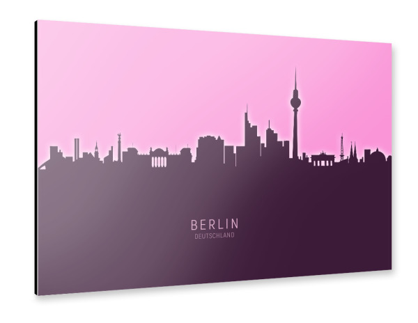 Alu-Dibond "Berlin Germany Skyline Glow Pink" 30x20 cm artboxONE