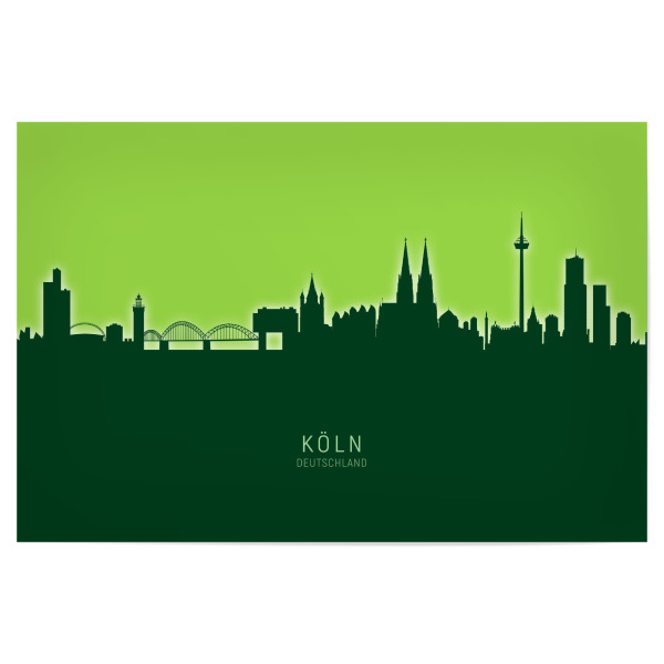 Poster 30x20 cm "Cologne Skyline Glow Green" artboxONE - Städte,Städte / Köln