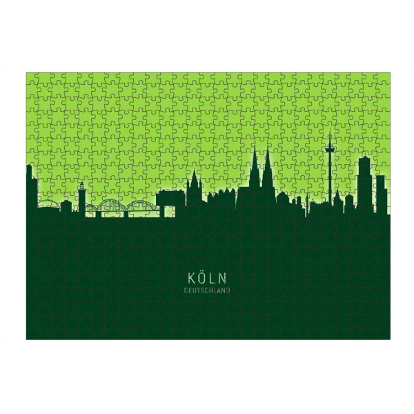 Puzzle Ravensburger "Cologne Skyline Glow Green" artboxONE - Städte,Städte / Köln