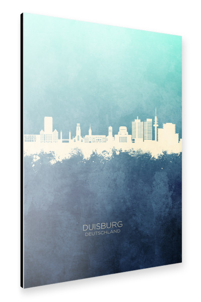 Alu-Dibond "Duisburg Germany Skyline NavyCyan" 30x20 cm artboxONE