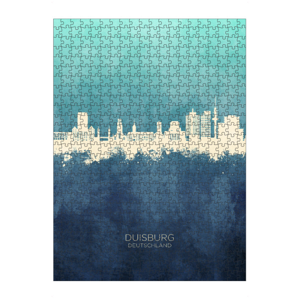 Puzzle Ravensburger "Duisburg Germany Skyline NavyCyan" artboxONE - Städte