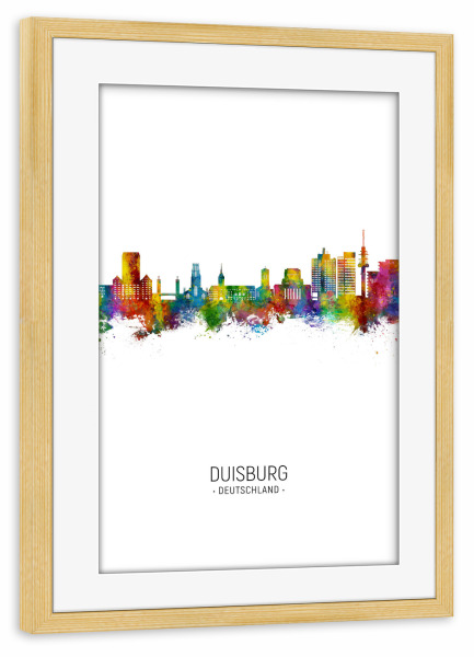 Poster mit Rahmen kiefer "Duisburg Germany Skyline Portrait" artboxONE - Städte