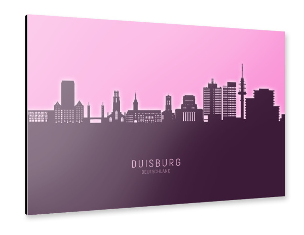 Alu-Dibond "Duisburg Skyline Glow Pink" 30x20 cm artboxONE