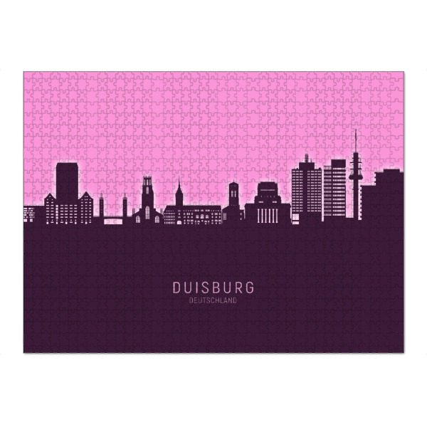 Puzzle Ravensburger "Duisburg Skyline Glow Pink" artboxONE - Städte