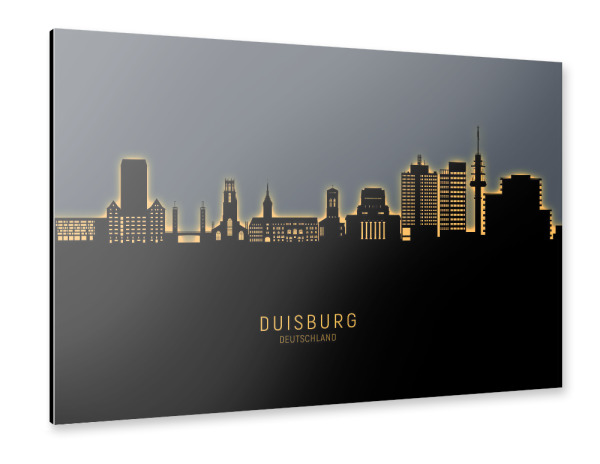 Alu-Dibond "Duisburg Skyline Glow Orange" 30x20 cm artboxONE
