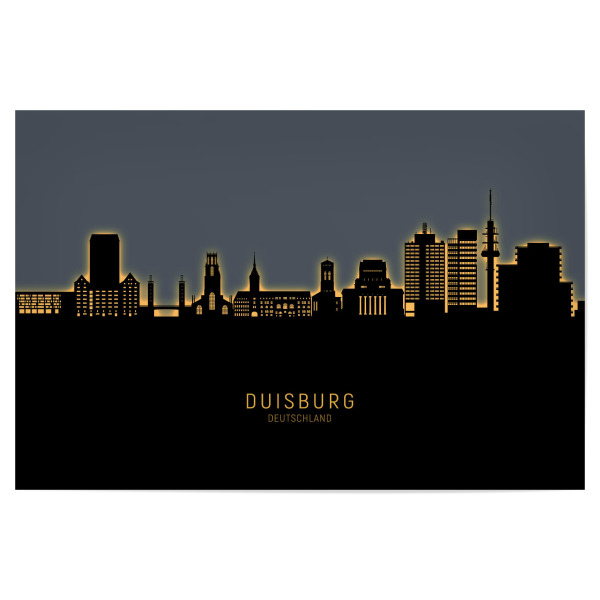 Poster 30x20 cm "Duisburg Skyline Glow Orange" artboxONE - Städte