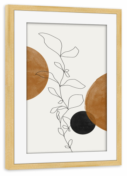 Poster mit Rahmen kiefer "Line Art Flower" artboxONE - Natur,Floral,Abstrakt,Geometrie