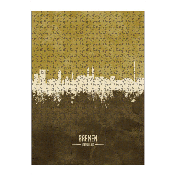 Puzzle Ravensburger "Bremen Germany Skyline Brown" artboxONE - Städte - Bremen,Skyline,Cityscape,Stadtbild,Watercolor,Painting,City,Stadt,Germany
