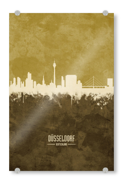 Acrylglasbild "Düsseldorf Germany Skyline Brown" artboxONE - Städte,Städte / Düsseldorf