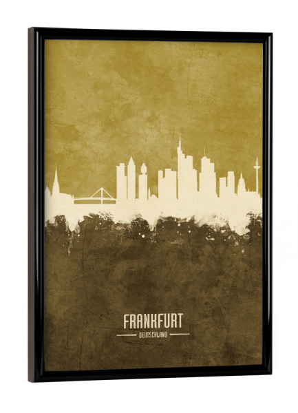 Poster mit schwarzem Rahmen "Frankfurt Germany Skyline Brown" artboxONE - Städte,Städte / Frankfurt